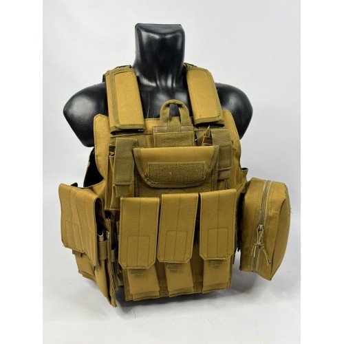 Тактический разгрузочный жилет «5 / пять карманов» с подсумками Tactical Molle Plate Carrier для съемных бронепластин в Томске
